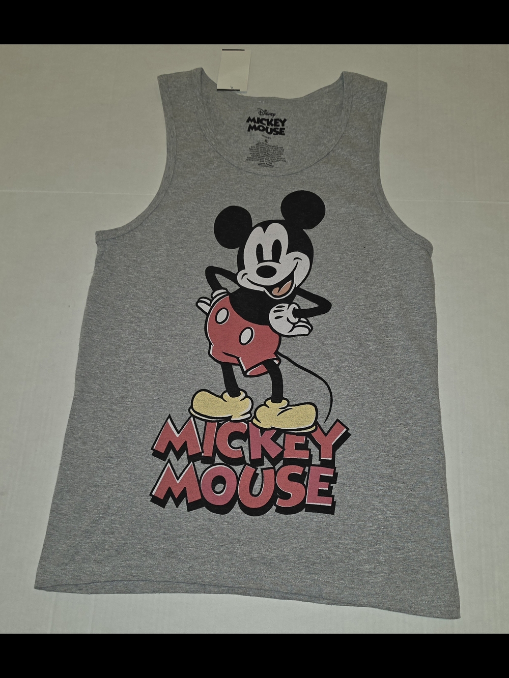 Men's Disney Grey Tank Top with Mickey Mouse Graphic Sz S